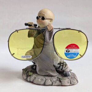 NWT Vintage 90's Square Shape Clip-Ons/Night Driving Sunglasses (S. Gunmetal)